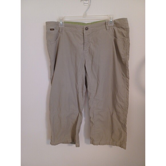 Kuhl Dry Stretch Capri Pants Womens 14 Khaki Tan Hiking Outdoor Active Stretch - Picture 1 of 10